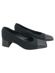 Vorschaubild 1 von Damen Pumps Gr. 39 Schwarz Klassisch Blockabsatz Lederdetails