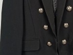 Vorschaubild 3 von Blazer Damen Gr. 34 / XS Schwarz Elegant Glockenärmel Zweireiher Knöpfe