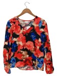 Vorschaubild 1 von Damen Bluse Langarm Blumenmuster Mehrfarbig Gr. 34/XS Casual