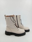 Vorschaubild 2 von Damen Schnürstiefel Stiefelette Beige Gr. 37 Leder Combat