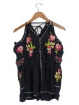Vorschaubild 1 von Damen Bluse Gr. 36/S Schwarz Blumenstickerei Cold Shoulder