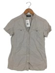 Vorschaubild 1 von Damen Freizeithemd Leinen Shirt Beige Gr. XS Kurzarm
