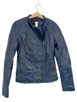 Vorschaubild 1 von Damen Lederjacke Blau Gr. 34/XS Freizeit Modern Langarm
