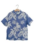 Vorschaubild 1 von Kinder Jungen Hemd Kurzarm Hawaii Blumen Blau Weiß Gr. 120, 122