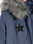 Vorschaubild 4 von Damen Parka Blau Gr. 36/S Casual Sterne Nieten Kapuze