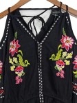 Vorschaubild 3 von Damen Bluse Gr. 36/S Schwarz Blumenstickerei Cold Shoulder