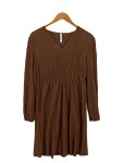 Vorschaubild 1 von Freizeitkleid Damen Braun Gr. 38/M Polyester Strukturmuster Casual 92 cm