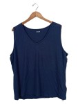 Vorschaubild 1 von Damen T-Shirt Gr. 50 Blau Ärmellos Modal Casual V-Ausschnitt