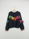 Vorschaubild 2 von Kinder Pullover Gr. 128 (8 lat) Schwarz Regenbogen Fransen