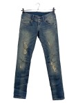 Vorschaubild 1 von Ripped Jeans Damen Gr. W28/36/S Blau Baumwolle Uni Casual Knopf