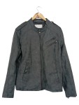 Vorschaubild 1 von Lederjacke Herren Gr. 48/M Grau Polyurethan Uni Modern Langarm Casual