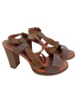 Vorschaubild 1 von Damen Sandaletten Gr. 38 Braun Casual Leder Optik Schnalle