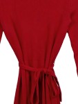 Vorschaubild 3 von Strickkleid Damen Gr. 38 Rot Viskose Uni Casual Freizeit Midikleid