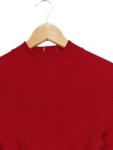 Vorschaubild 2 von Strickkleid Damen Gr. 38 Rot Viskose Uni Casual Freizeit Midikleid