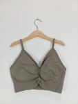Vorschaubild 2 von Bustier Sport BH Damen Oliv Gr. S Rippstrick Raffung Logo Sportlich