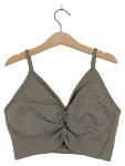 Vorschaubild 1 von Bustier Sport BH Damen Oliv Gr. S Rippstrick Raffung Logo Sportlich