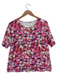 Vorschaubild 1 von T-Shirt Damen Gr. 44/XXL Mehrfarbig Blumenmuster Casual Kurzarm Freizeit