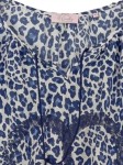 Vorschaubild 3 von Damen Langarmshirt Gr. 40 Leopard Muster Casual Blau Weiß