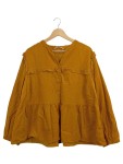 Vorschaubild 1 von Damen Hemdbluse Langarm Gelb Gr. 50/4XL Feminin Rüschen Baumwolle