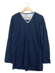 Vorschaubild 1 von Herren Langarmshirt V-Ausschnitt Blau Gr. XL Baumwolle Casual