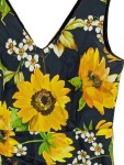 Vorschaubild 3 von Damen Sommerkleid Gr. 36 S Blumenmuster Sonnenblumen Schwarz Gelb Feminin