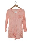 Vorschaubild 1 von Damen Langarmshirt 3/4 Arm Rosa Gr. 36/S mit Spitze und Raffungen