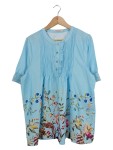 Vorschaubild 1 von Damen Blusenkleid Tunikakleid Gr. 42 XL Blau Blumenmuster Feminin