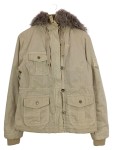 Vorschaubild 1 von Damen Leichte Jacke Parka Gr. 42/XL Beige Kapuze Fellbesatz Casual