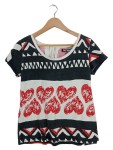 Vorschaubild 1 von Damen T-Shirt Herzmuster Gr. 40/L Mehrfarbig Farbenfroh