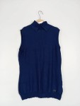 Vorschaubild 2 von Damen Pullunder Gr. 36/S Ärmellos Blau Uni Viskose Rippstrick Logo