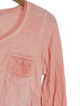 Vorschaubild 2 von Damen Langarmshirt 3/4 Arm Rosa Gr. 36/S mit Spitze und Raffungen