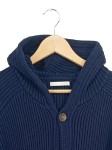Vorschaubild 5 von Strickjacke Herren Blau Gr. 52/XL Baumwolle Rippstrick Casual Langarm Knopf