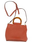 Vorschaubild 1 von Damen Henkeltasche Orange Kroko-Optik Schildpatt-Griff Elegant