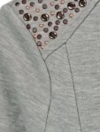 Vorschaubild 4 von Sweatjacke Damen Grau Gr. 38 Langarm Reißverschluss Nieten