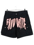 Vorschaubild 1 von Cargo Shorts Herren Gr. W33/52/L Schwarz Baumwolle Schriftzug Streetwear Knopf
