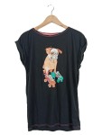 Vorschaubild 1 von Kinder T-Shirt Schwarz Gr. 176 Tiermotiv Hund Rollschuhe Casual