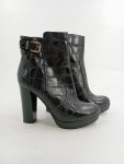 Vorschaubild 2 von Damen Stiefeletten Gr. 37 Leder Kroko Optik Reißverschluss Schnalle