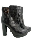Vorschaubild 1 von Damen Stiefeletten Gr. 37 Leder Kroko Optik Reißverschluss Schnalle