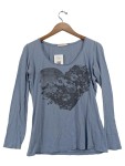 Vorschaubild 1 von Damen Langarmshirt Gr. 42/XL Blau Casual mit Herz-Print