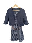 Vorschaubild 1 von Damen Businesskleid mit Blazer Gr. 40/L Blau Gepunktet