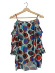 Vorschaubild 1 von Damen Sommerkleid 34 Mehrfarbig Blumenmuster Bohemian Cut-Outs Rüschen