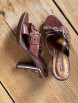 Vorschaubild 2 von Damen Sandaletten Leder Braun Gr. 40 Elegant Schnallen Absatzschuhe