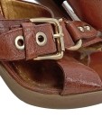 Vorschaubild 3 von Damen Sandaletten Leder Braun Gr. 40 Elegant Schnallen Absatzschuhe