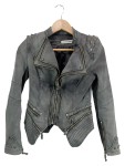 Vorschaubild 1 von Damen Lederjacke Gr. 36 Grau Modisch Nieten