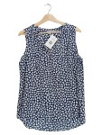 Vorschaubild 1 von LIA FOL Damen Bluse Gr. 54 Blau Weiß Blumenmuster Ärmellos Top