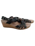 Vorschaubild 1 von Sandaletten Damen Leder Geflochten Gr. 39 Schwarz Casual