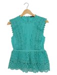 Vorschaubild 1 von Festliches Kleid Damen Gr. 36/S Türkis Polyester Lochmuster