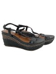 Vorschaubild 1 von Damen Keilabsatz Sandalen Nieten Gr. 39 Schwarz Modisch
