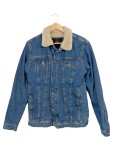Vorschaubild 1 von Herren Jeansjacke Blau Einheitsgröße Teddyfellkragen Casual
