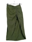 Vorschaubild 1 von Damen Faltenrock Oliv Gr. 40 mit Raffung und Schlitz